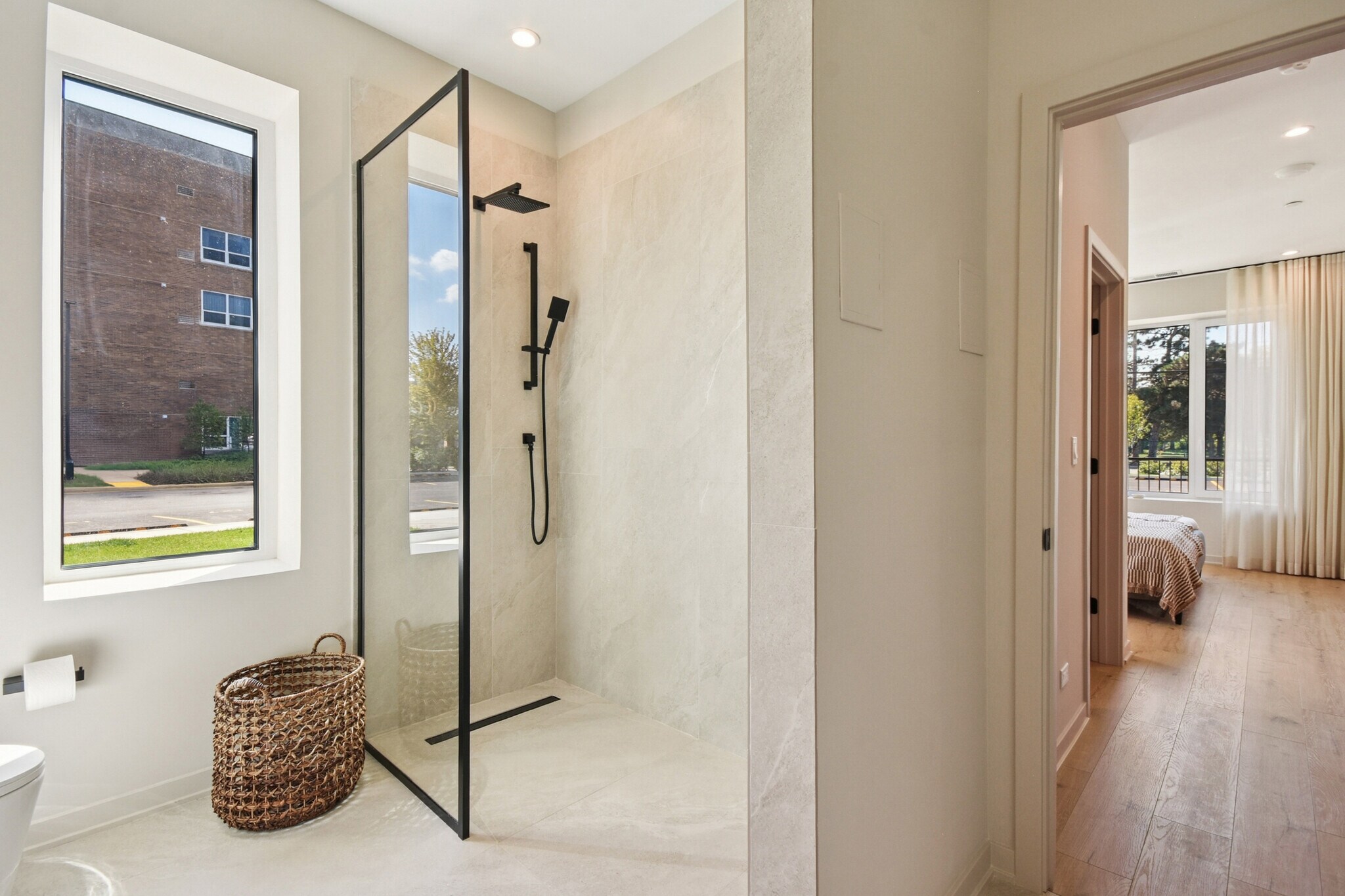 Glass-enclosed shower