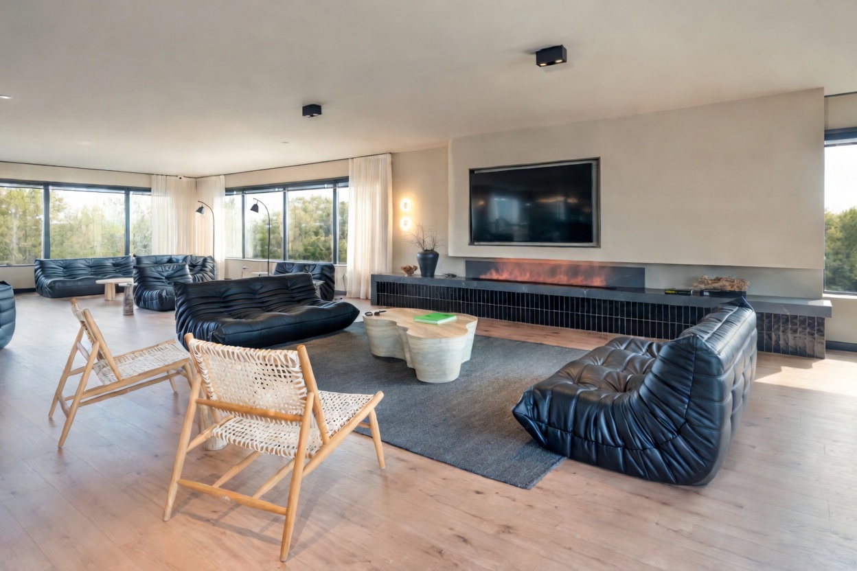 Penthouse fireplace lounge